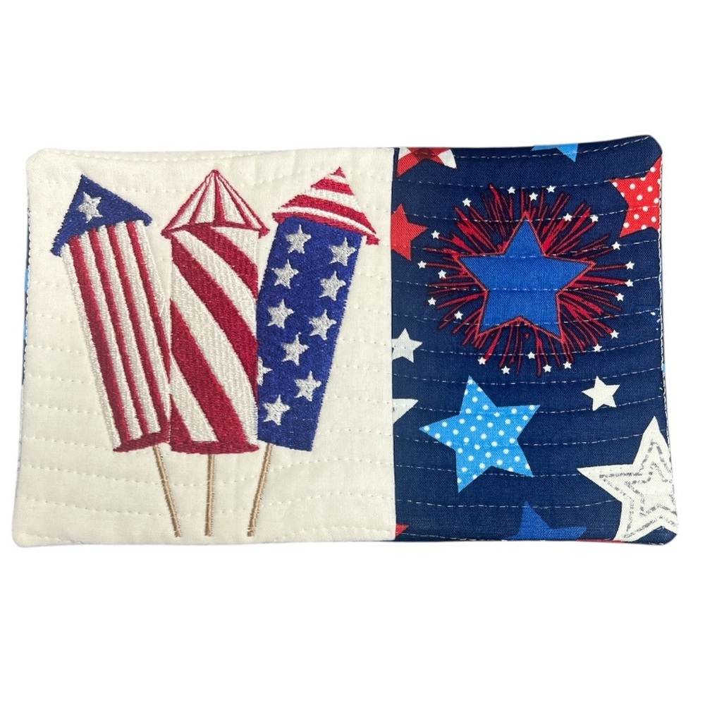 Hand Crafted Mug Rug Coaster Embroidered Cotton Fabric Padded Absorbs Liquid